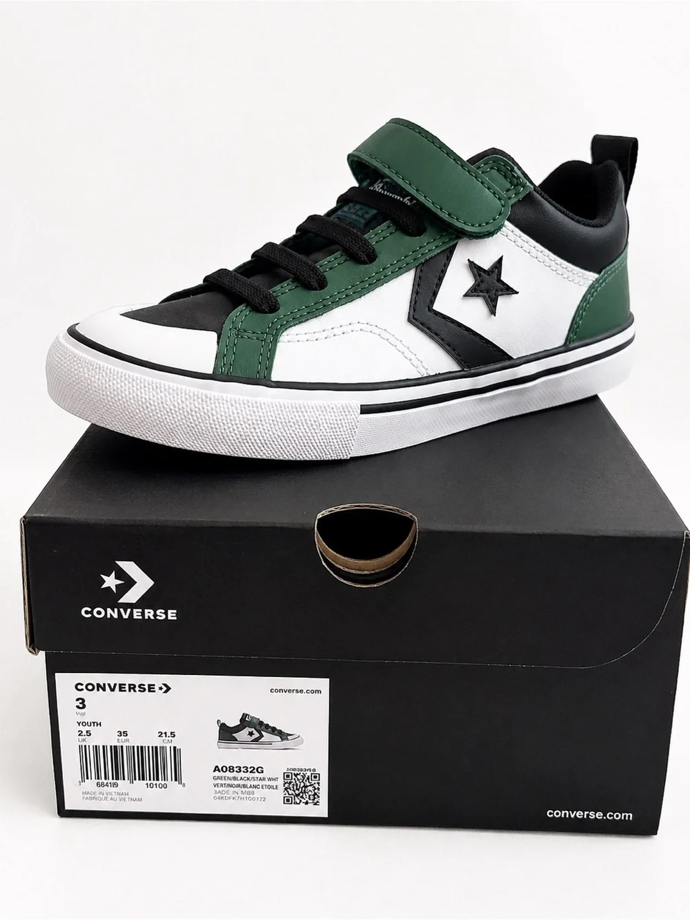 Converse Kids Low Top Sneaker - Green/White/Black